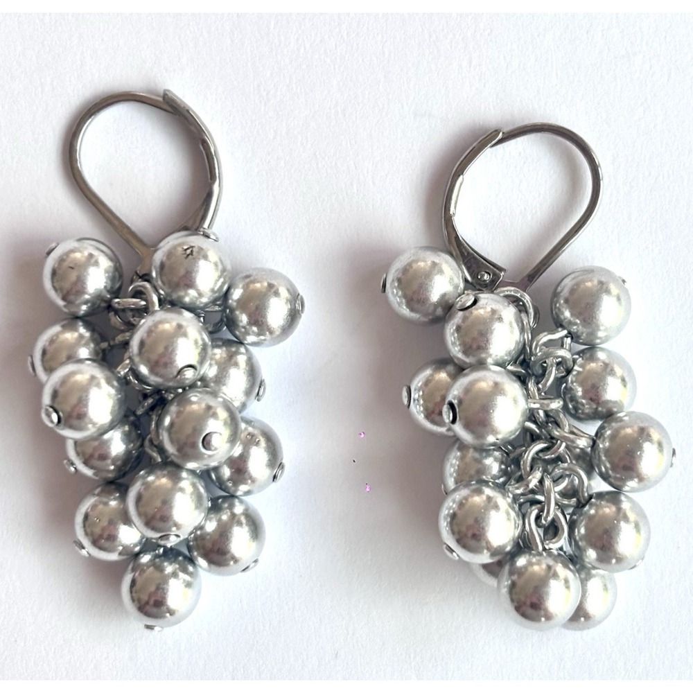 Arthur Court Aluminum Dangle Earrings 4mm Grapes Cluster Discontinued Jewelry